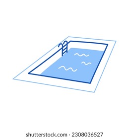 Swimming pool doodle. Hand drawn sketch doodle style swimming pool. Blue pen line stroke isolated element. Summer, water concept. Vector illustration.