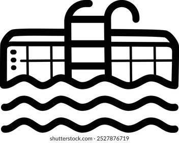 Swimming pool doodle vector icon and illustration