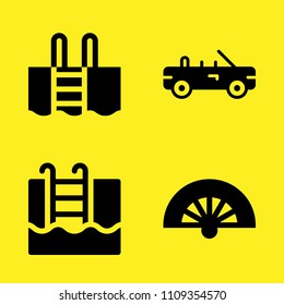 swimming pool, fan, swimming pool and car vector icon set. Sample icons set for web and graphic design