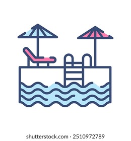 Swimming Pool Fill Color Icon, Vector illustration