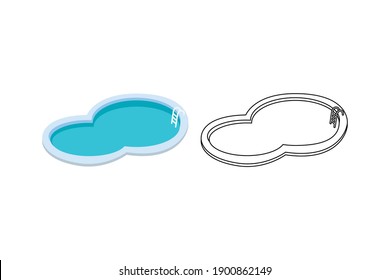 Icono del vector de contorno de relleno de la piscina