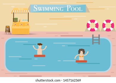 Swimming pool in flat design.Vector illustration.