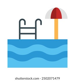 Swimming Pool Flat Icon Design For Personal nad Commercial Use