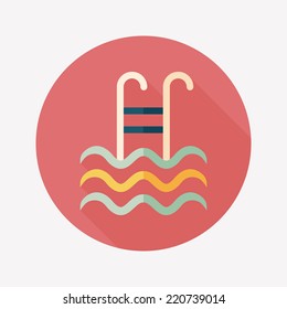 swimming pool flat icon with long shadow,eps10