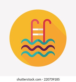 swimming pool flat icon with long shadow,eps10