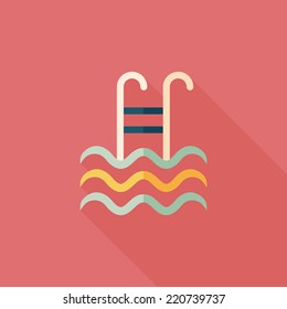 swimming pool flat icon with long shadow,eps10