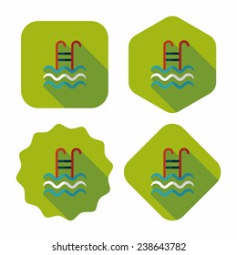 swimming pool flat icon with long shadow, eps10