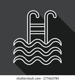 swimming pool flat icon with long shadow, line icon