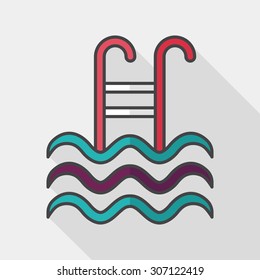 swimming pool flat icon with long shadow,eps10