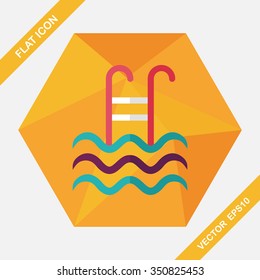 swimming pool flat icon with long shadow,eps10