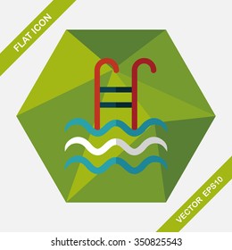 swimming pool flat icon with long shadow,eps10