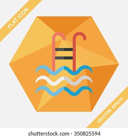 swimming pool flat icon with long shadow,eps10