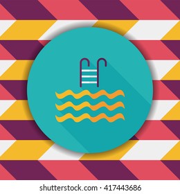 swimming pool flat icon with long shadow,eps10