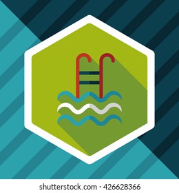 swimming pool flat icon with long shadow,eps10