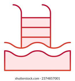 Swimming pool flat icon. Water and handrail red icons in trendy flat style. Pool ladder gradient style design, designed for web and app. Eps 10