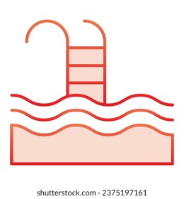 Icono plano de la piscina. Los íconos rojos del deporte acuático son de diseño. Diseño de estilo degradado de natación, diseñado para web y app. Eps 10