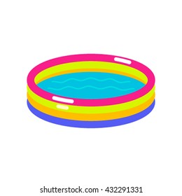 Swimming pool in a flat style icon. Children's Pool in the cartoon style is insulated on white background. Vector illustration for web