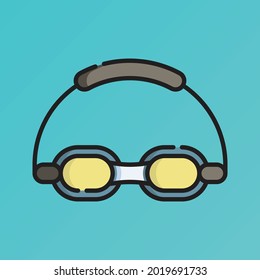Swimming Pool Glasses Icon Vector Illustration. Flat Outline Cartoon. Travel and Tourism Icon Concept Isolated Premium Vector