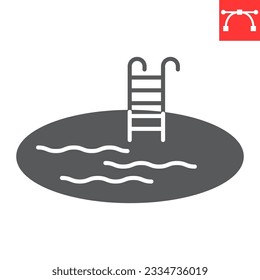 Swimming pool glyph icon, SPA and hotel, swimming pool vector icon, vector graphics, editable stroke solid sign, eps 10.