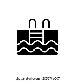 Swimming pool glyph icon. Vector fill black illustration.