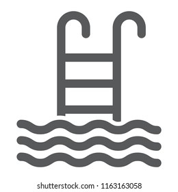 Swimming pool glyph icon, water and sport, ladder sign, vector graphics, a solid pattern on a white background, eps 10.