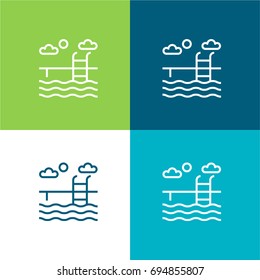 Swimming pool green and blue material color minimal icon or logo design