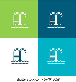 Swimming pool green and blue material color minimal icon or logo design