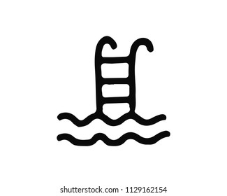 swimming pool hand drawn icon , designed for web and app