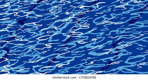 Swimming pool Hand drawn refresh illustration painting style, blank template, show water surface ripples and swimming lines at bottom, vintage 80s city pop inspiration