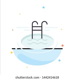 Swimming, Pool, Hotel, Serves Abstract Flat Color Icon Template