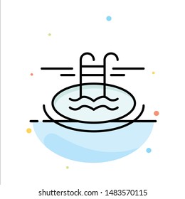 Swimming, Pool, Hotel, Serves Abstract Flat Color Icon Template