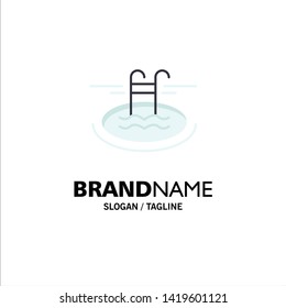 Swimming, Pool, Hotel, Serves Business Logo Template. Flat Color