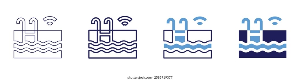 Swimming pool icon in 4 different styles. Thin Line, Line, Bold Line, Duotone. Duotone style. Editable stroke.