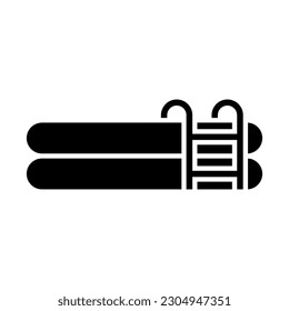 Swimming pool icon. Black silhouette. Front side view. Vector simple flat graphic illustration. Isolated object on a white background. Isolate.