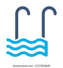 Swimming pool icon blue flat vector design water ladder symbol sport leisure relax summer graphic element sign