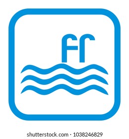 swimming pool, icon at blue frame, vector 