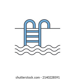 Swimming pool icon in color icon, isolated on white background 