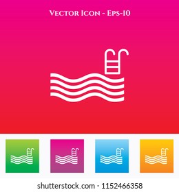 Swimming Pool Icon in Colored Square box. eps-10