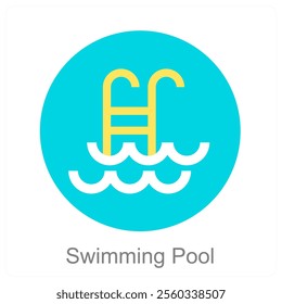 Swimming Pool and pool icon concept