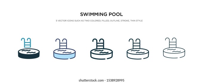 swimming pool icon in different style vector illustration. two colored and black swimming pool vector icons designed in filled, outline, line and stroke style can be used for web, mobile, ui