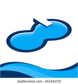 Swimming pool icon in flat color