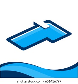 Swimming pool icon in flat color