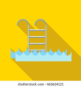 Swimming pool icon in flat style on a yellow background