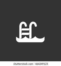 Swimming pool icon in flat style isolated on black background. Simple pool logo silhouette. Abstract sign, symbol, pictogram. Vector illustration