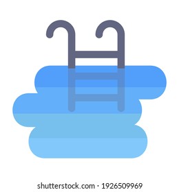 
Swimming Pool Icon In Flat Vector Design, Editable Lap Pool Concept 