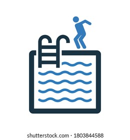 Swimming pool icon. Glyph vector on isolated white background