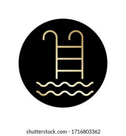 ilustración vectorial dorada del icono de la piscina. aislado sobre fondo blanco
