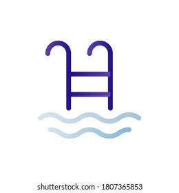 Swimming pool icon in gradient style. Dock ladder vector illustration