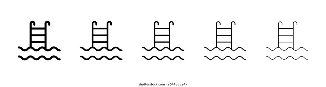 Swimming pool icon graphic set. trendy stroke line style