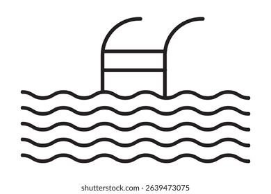 Swimming pool icon illustration design. Ladder in Swimming Pool Isolated Line Icon Style Design. Simple Vector Illustration.